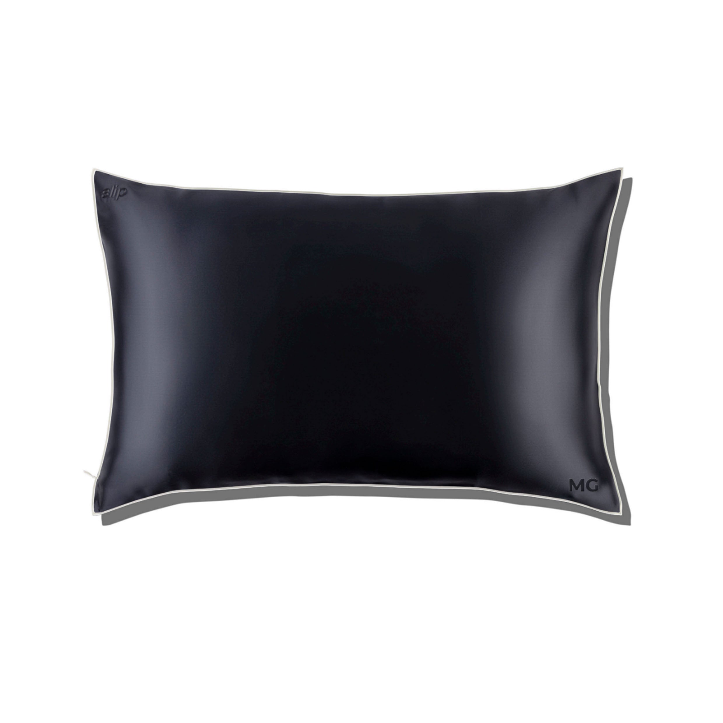 A black silk zippered pillowcase