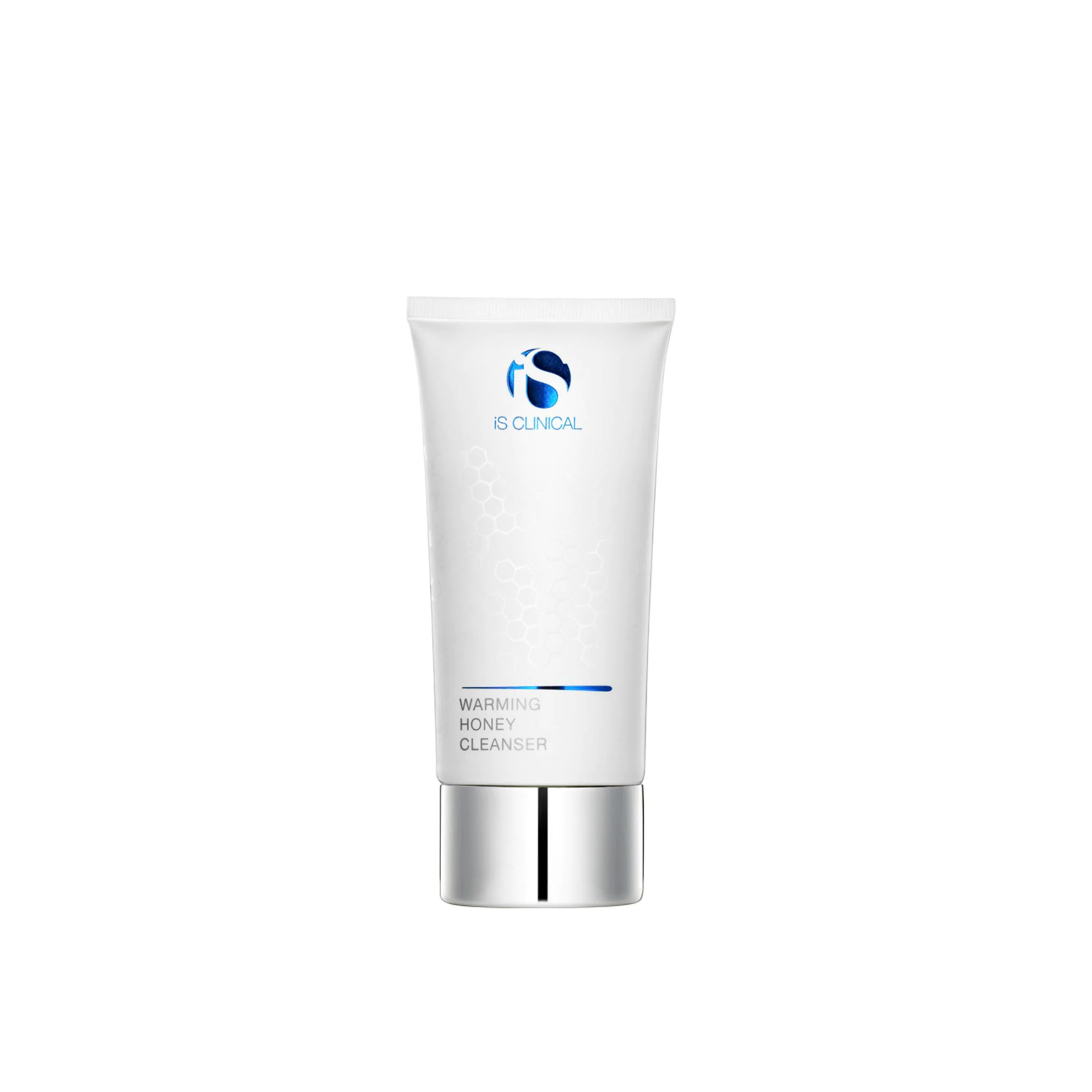 A white tube containing facial cleanser on a white background.