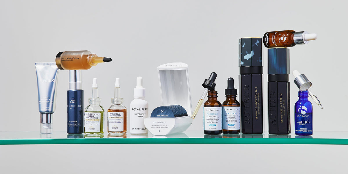 Serums arranged in the Skincare Edit photography archive
