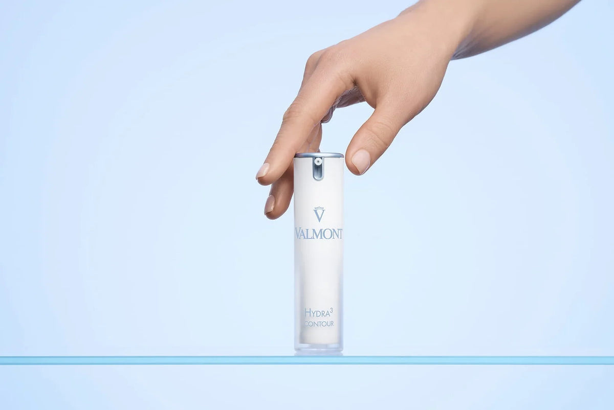 Valmont Hydra³ Contour 15ml held in hand