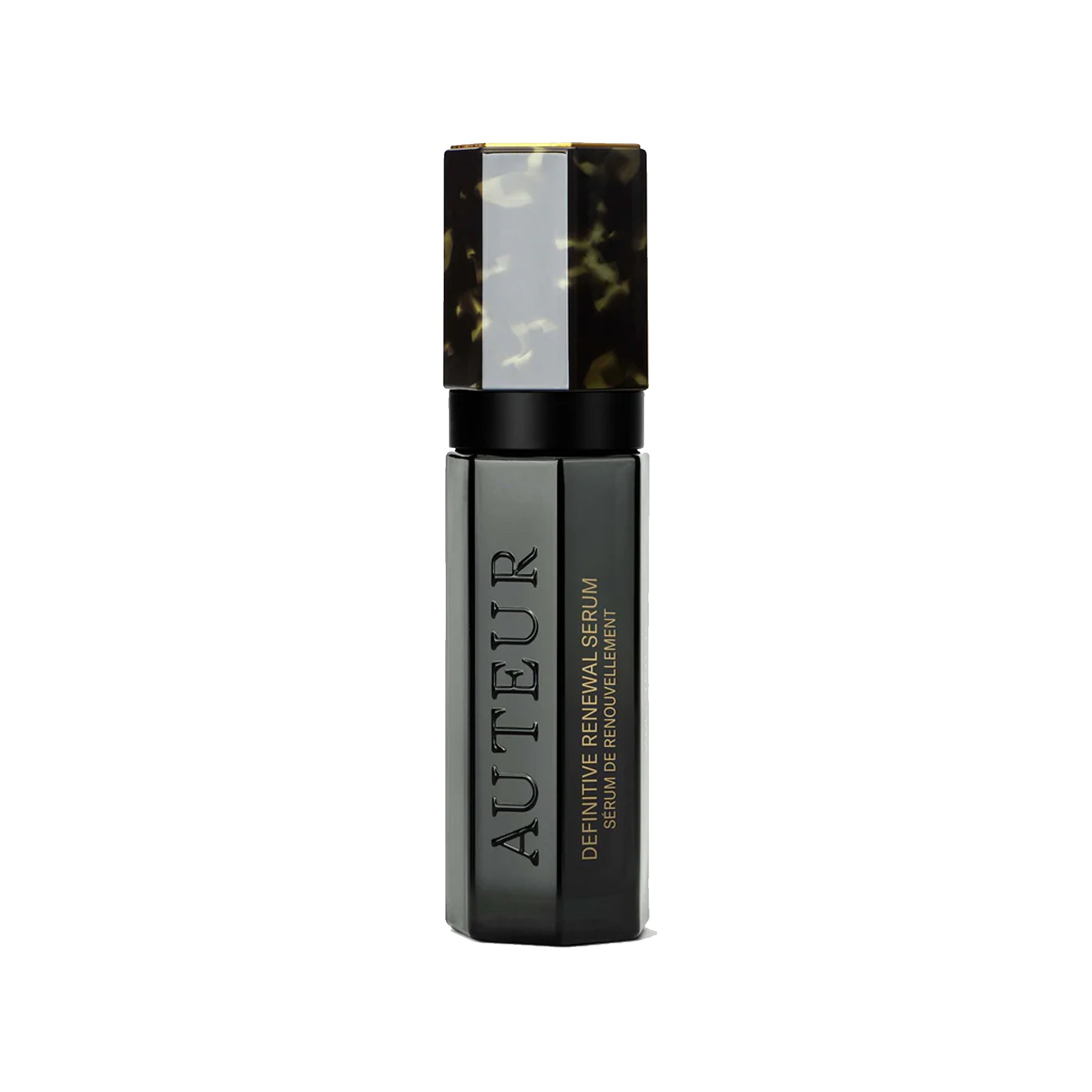 Serum bottle with 'Auteur' branding on a white background