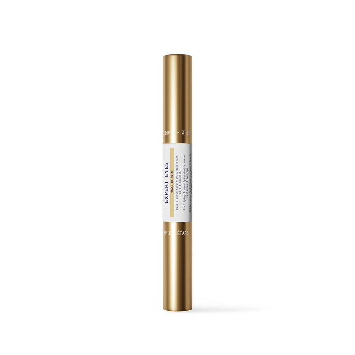 Gold eyeliner pen with white label on a white background