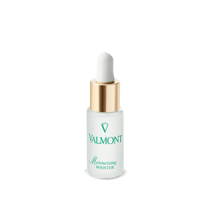 Valmont moisturizing booster bottle on a white background