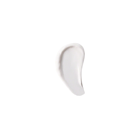 White cream swatch on a white background