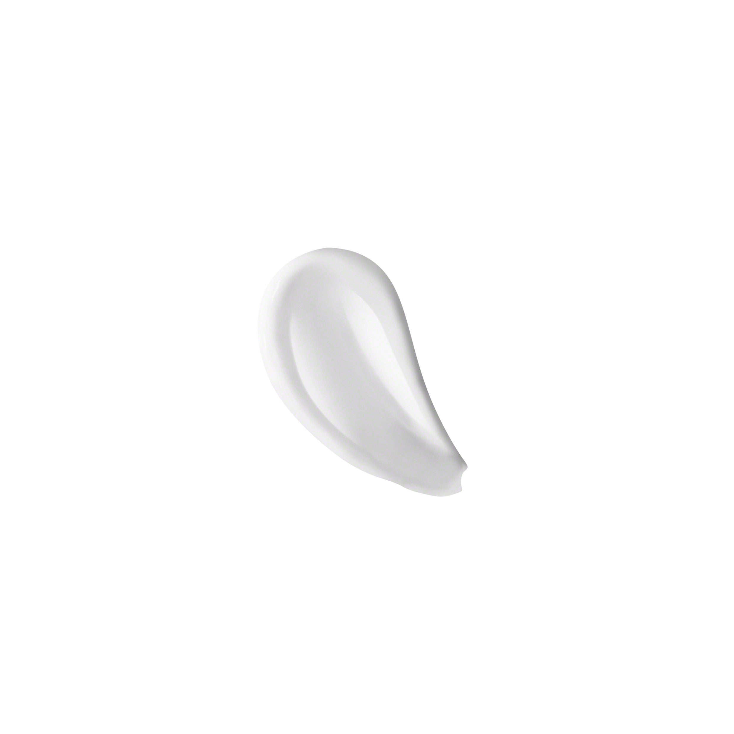 White cream swatch on a white background