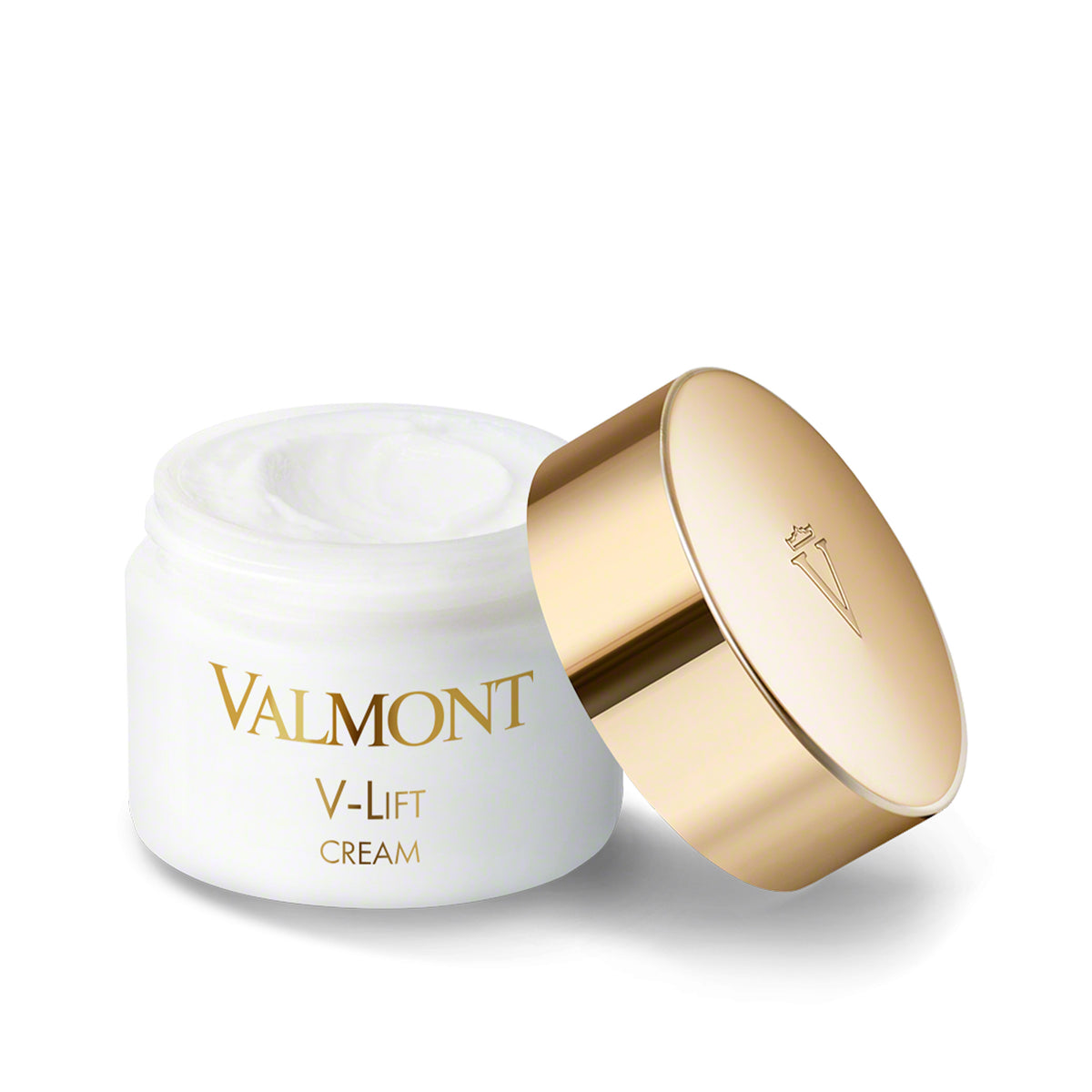 Valmont V-Lift Cream jar with gold lid on a white background