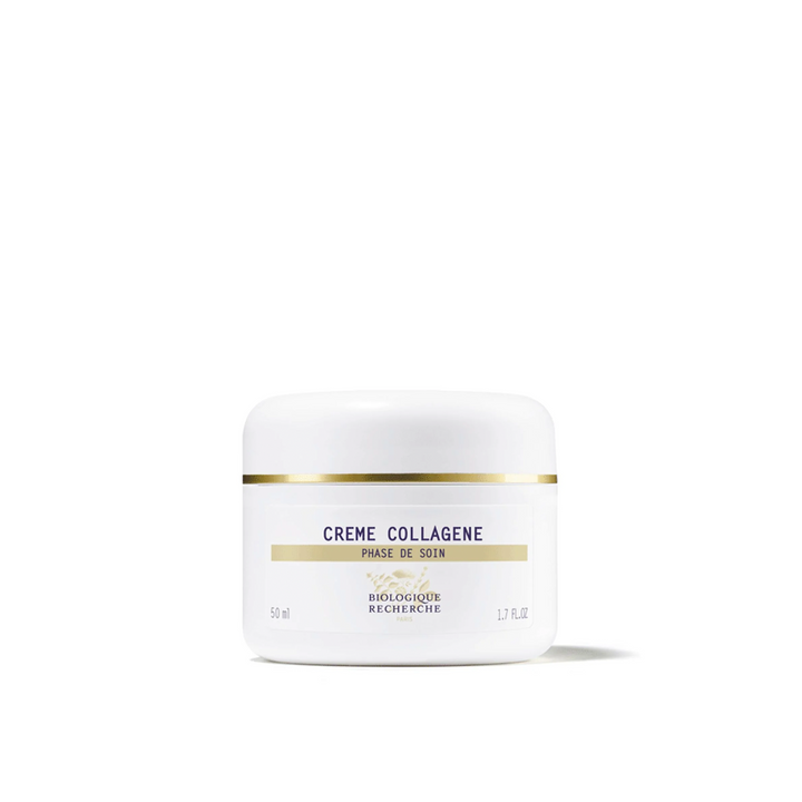 A jar of Biologique Recherche Crème Collagene against a white background.