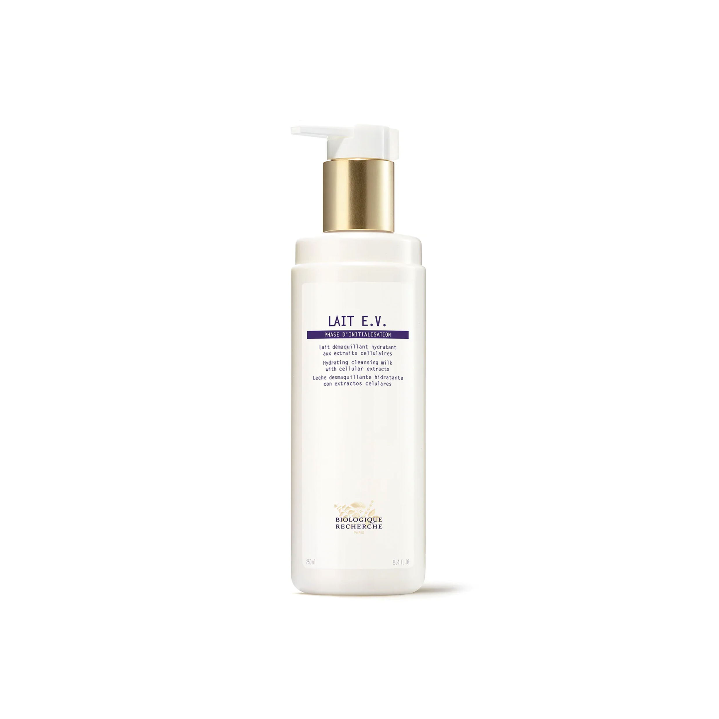 A pump bottle of Biologique Recherche Lait E.V cleanser.