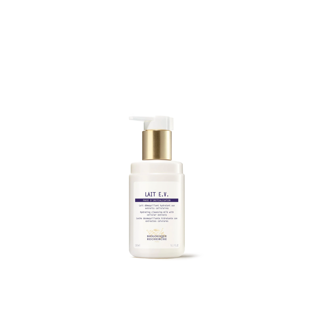 A pump bottle of Biologique Recherche Lait E.V cleanser.