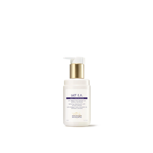 A pump bottle of Biologique Recherche Lait E.V cleanser.