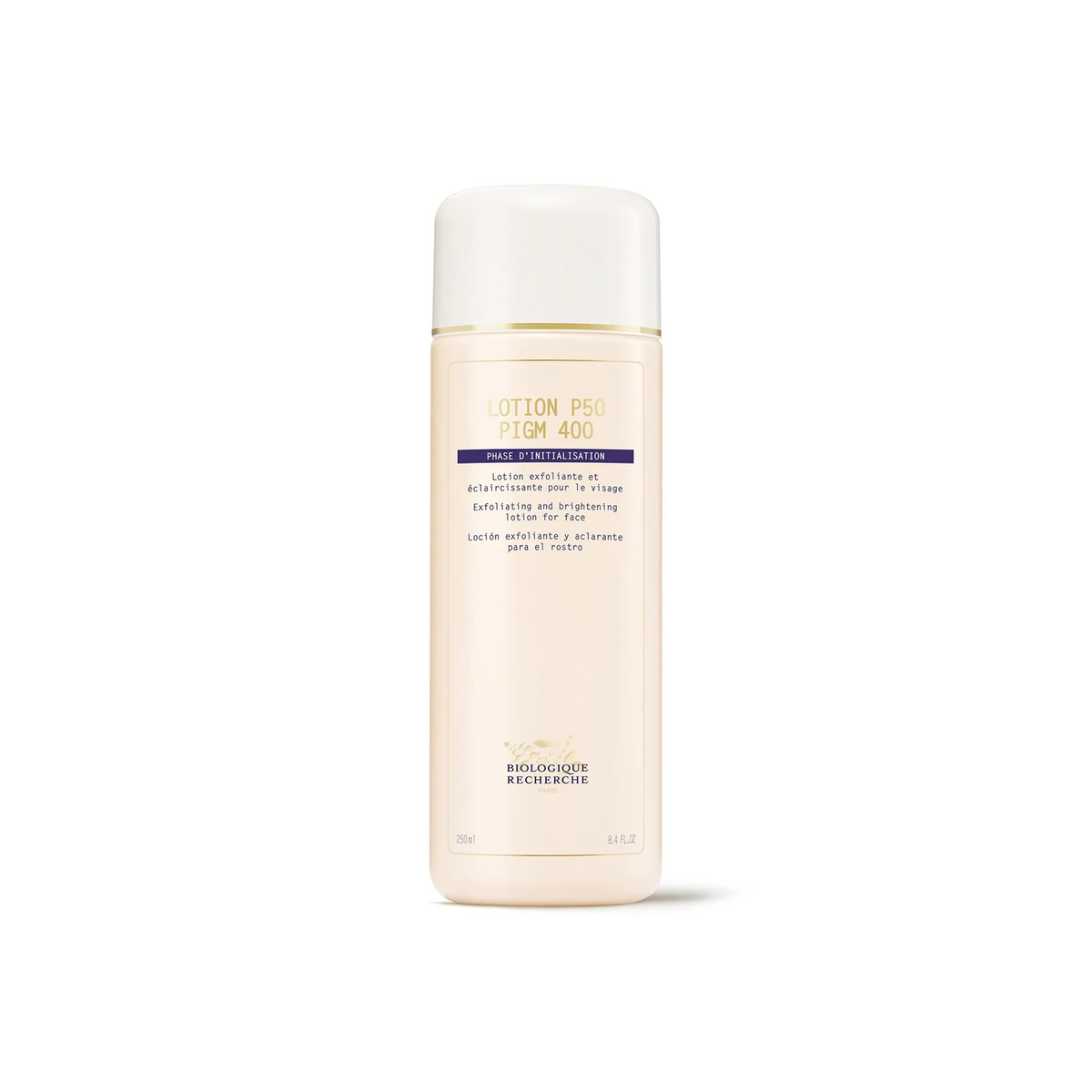 A bottle of Biologique Recherche Lotion P50 PIGM 400 250ml