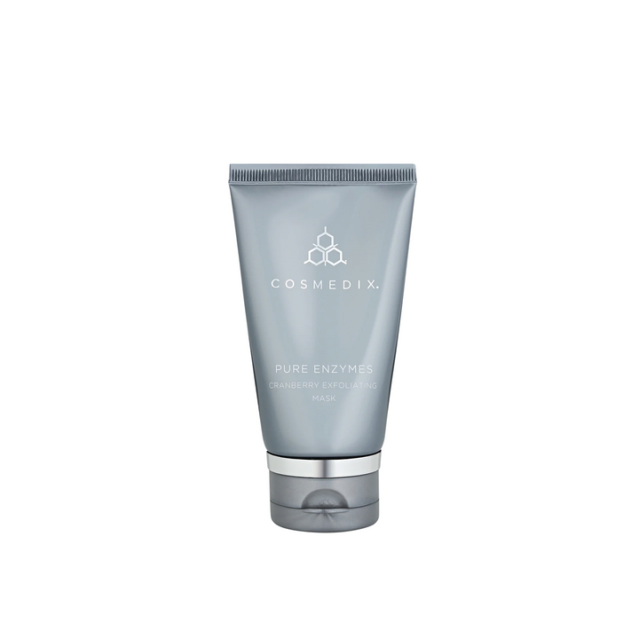 A tube of Cosmedix Pure Enzymes facial exfoliator against a white background.