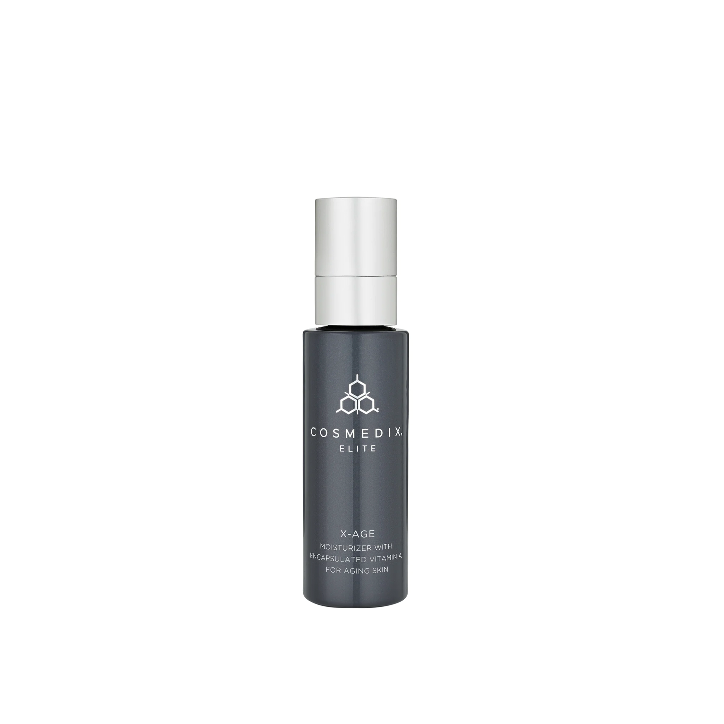 A bottle of face moisturiser on a white background