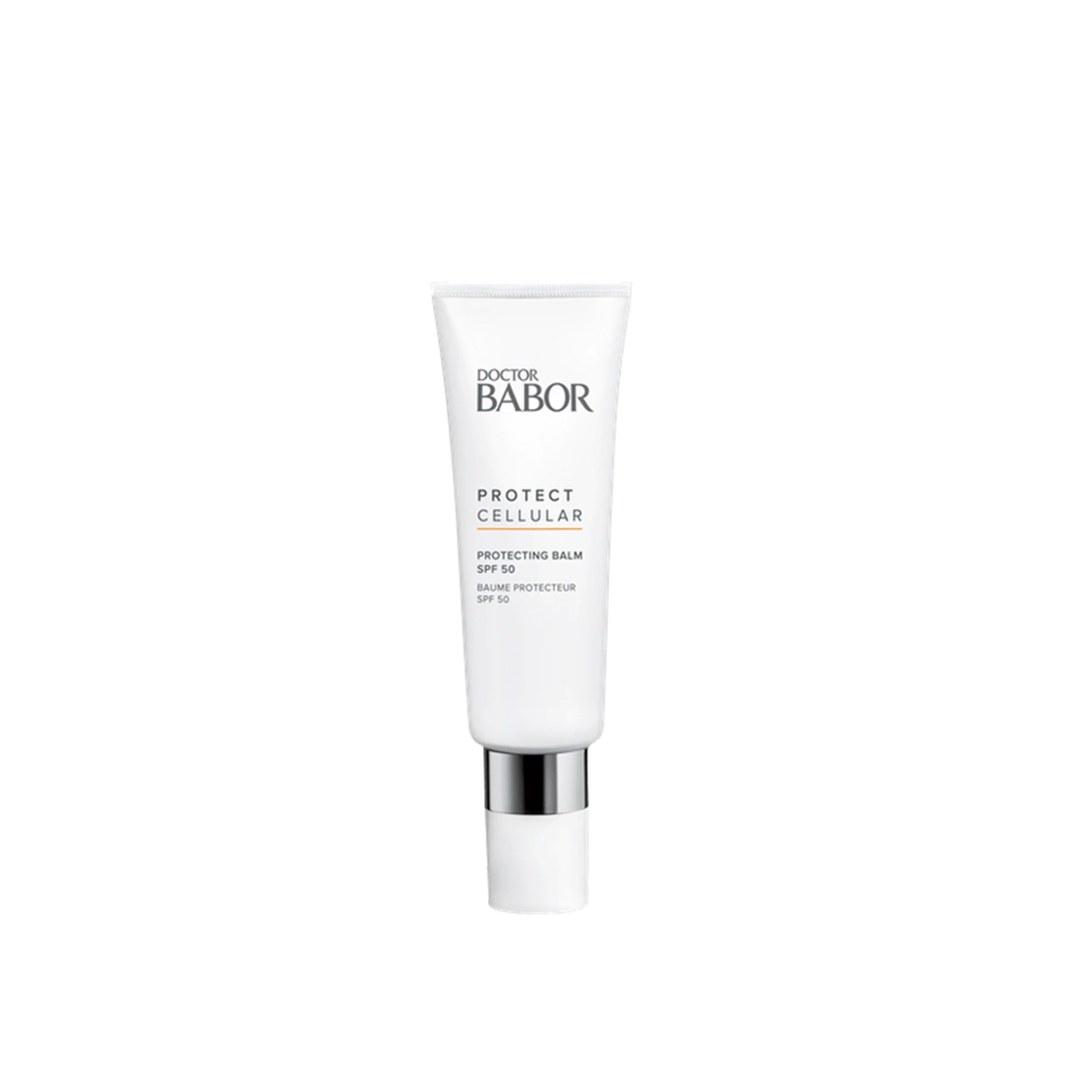 A tube of Dr Babor Repair Cellular Protecting Balm SPF 50+ against a white background.