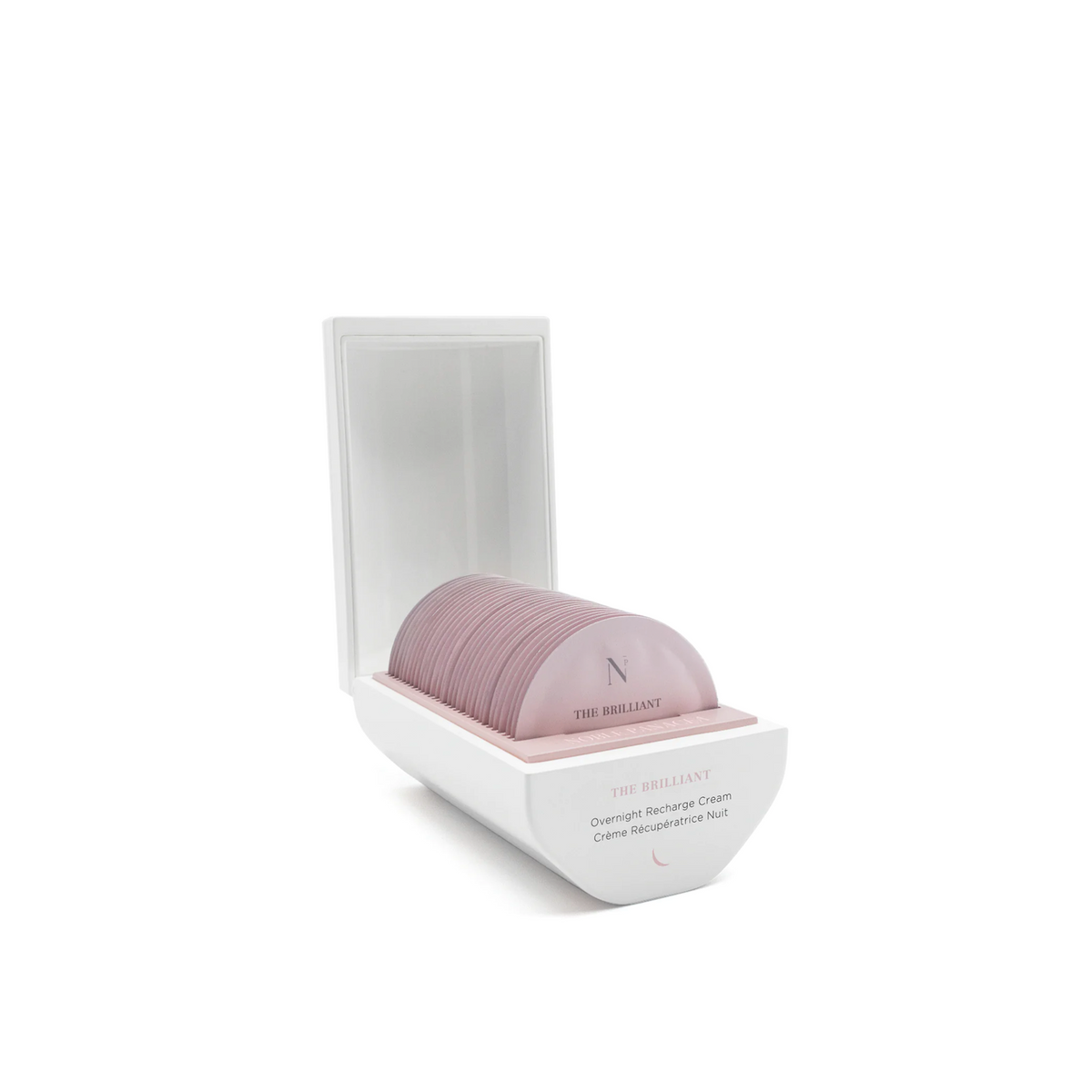 A Noble Panacea The Brilliant Overnight Recharge Cream packaging with individual doses visible on a white background.