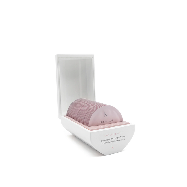 A Noble Panacea The Brilliant Overnight Recharge Cream packaging with individual doses visible on a white background.