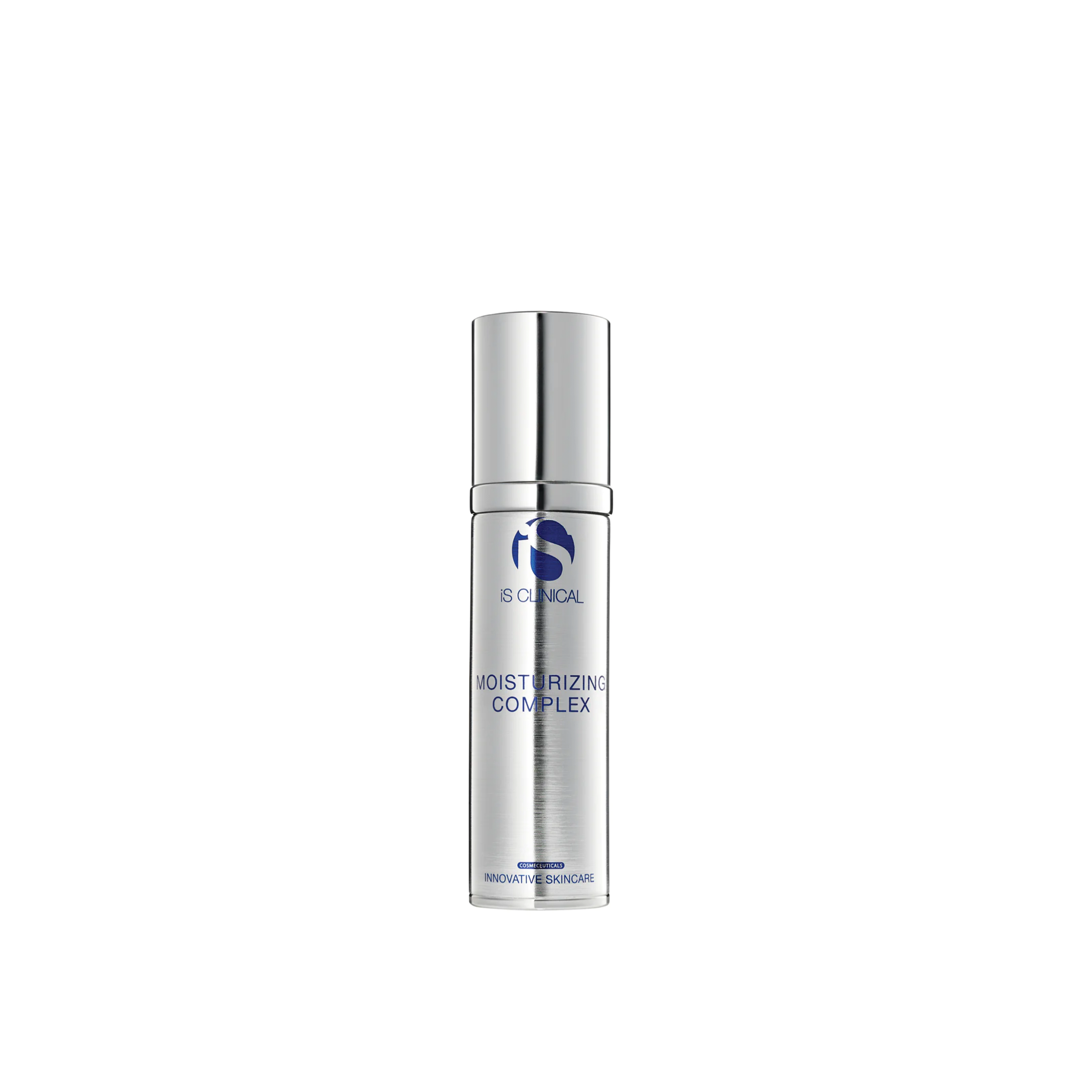 A tube of iS Clinical Moisturising Complex with a white and silver design, displaying the product name and brand logo.